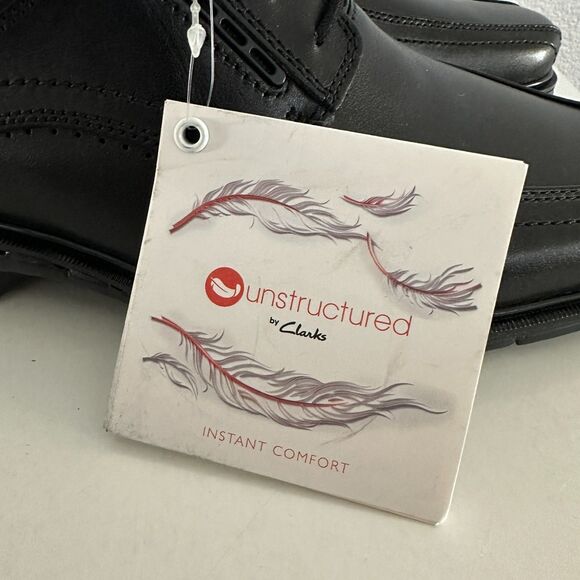 NWT Clarks Unstructured Kenneth Way Black Leather Oxford Dress Shoes Men\'s 8.5